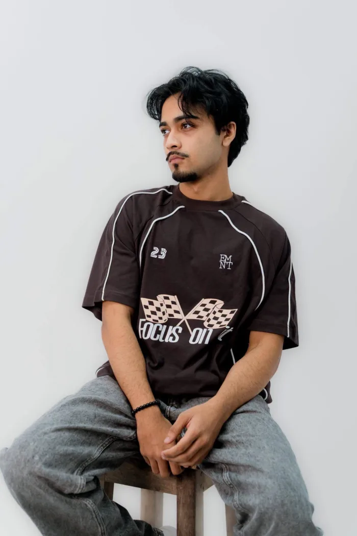 Pin Striped Raglan Coffee (Focus) – Eminent Clothing (view 3)