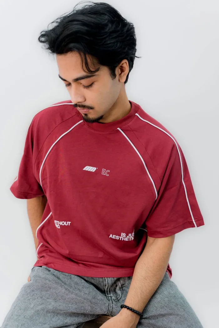 Pin Striped Raglan Maroon – Eminent Clothing (view 3)
